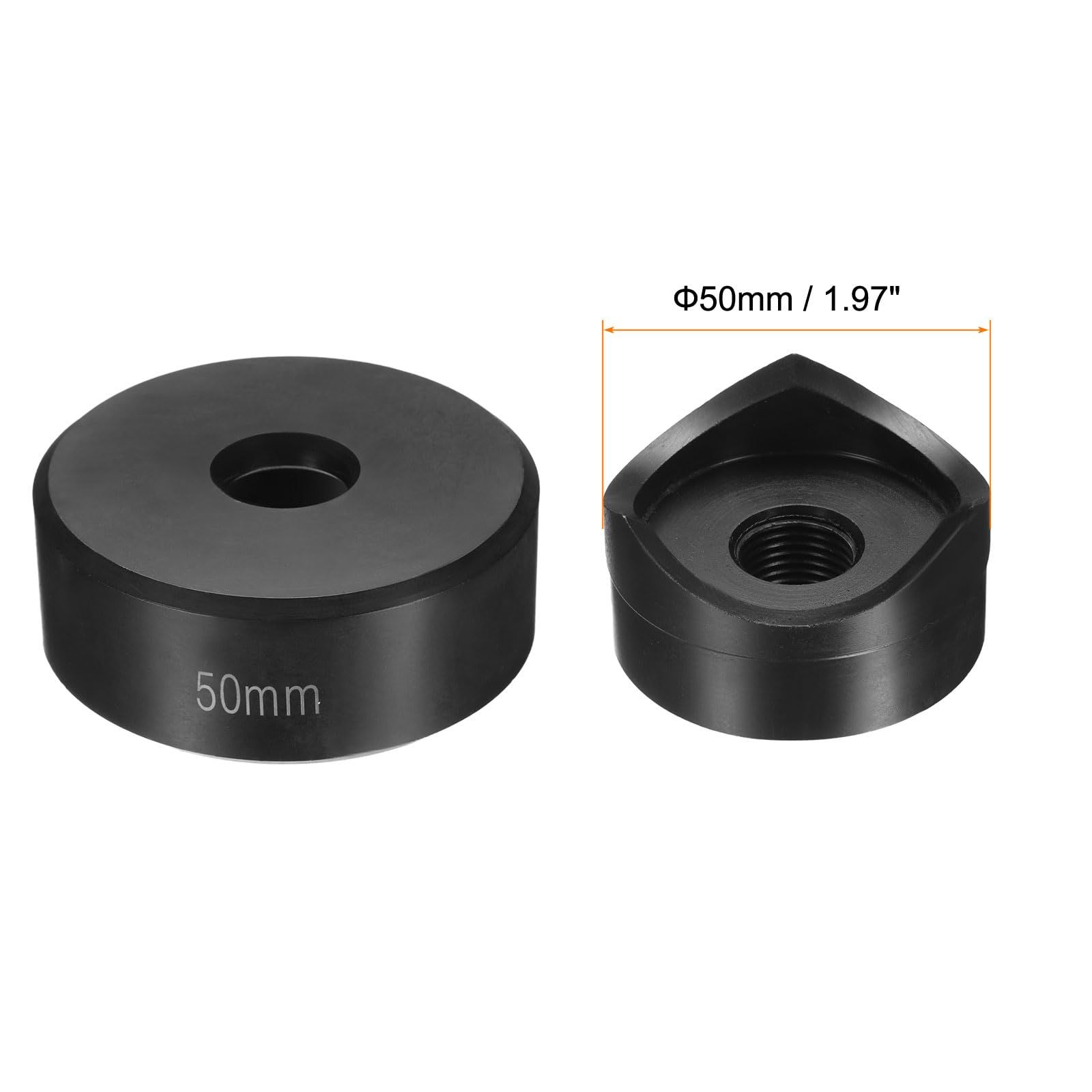 uxcell 板金パンチ穴あけ工具 50 mm ベアリング鋼 精密切断用手動ノックアウトパンチキット 金属 鋼板 シンク ステンレス鋼用 黒