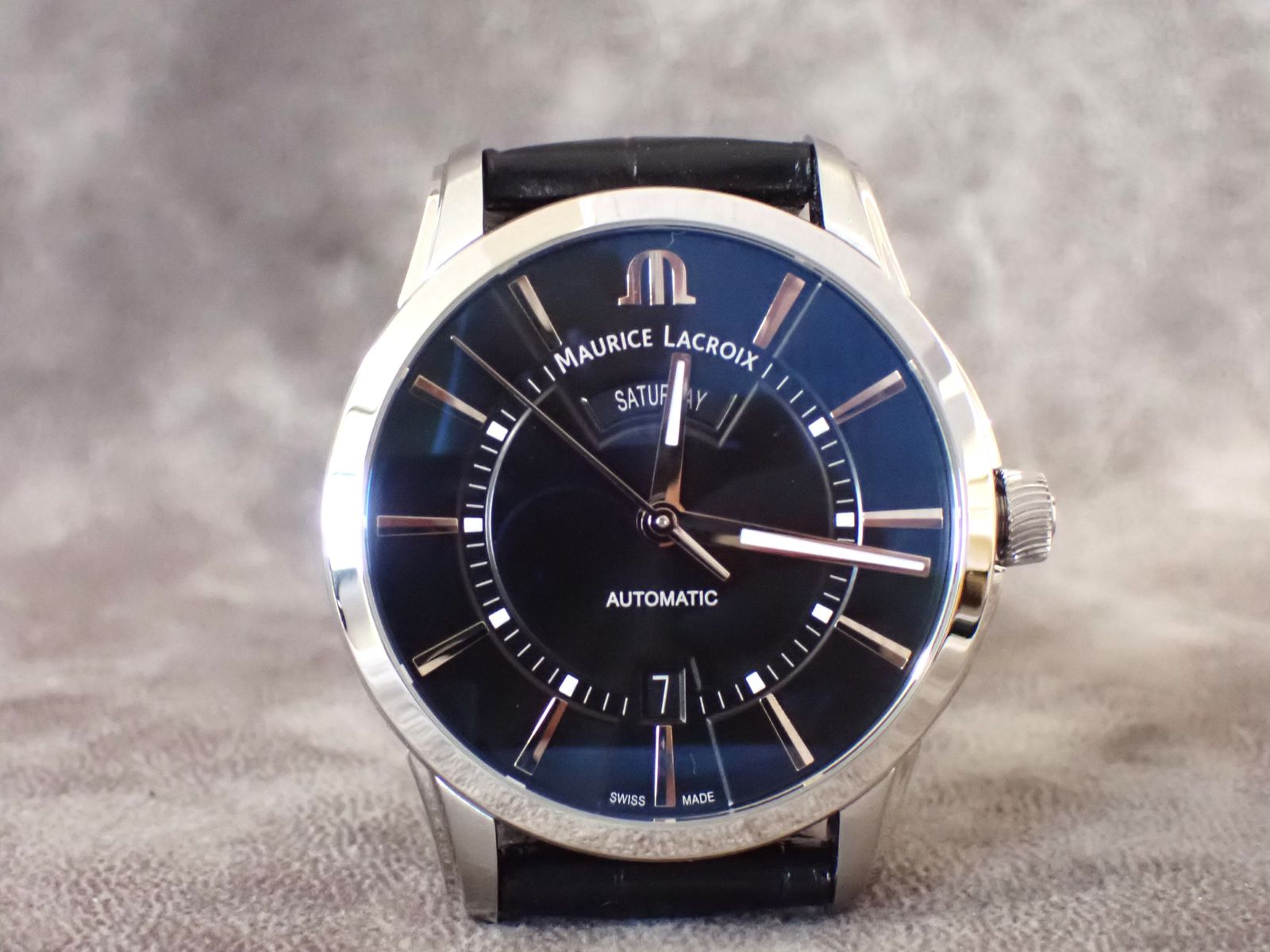 未使用 MAURICE LACROIX モーリスラクロア ボントス デイデイト PT6358 SS001 メンズ 腕時計 SS 革