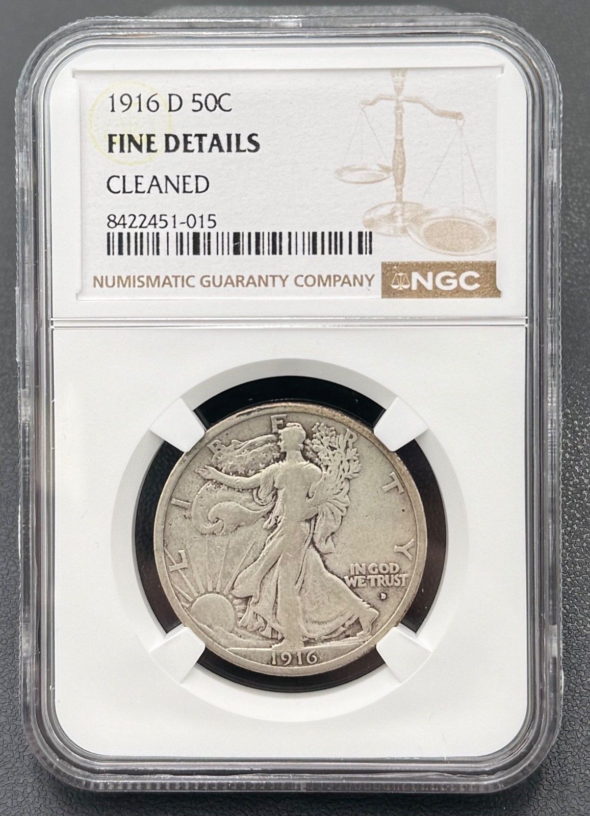 1916 D 50C ウォーキング・リバティ・ハーフダラー NGC、低鋳造枚数