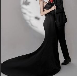 ウェディングドレス 無地 サテン ベアトップ 結婚式 タイト 韓国