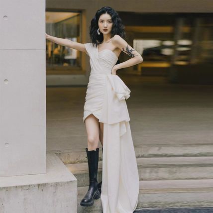  オフショルダー ミニ ウェディングドレス アシンメトリー その他 文房具 事務用品