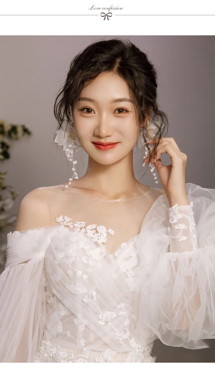 セクシー ウェディングドレス ロング オフショル 長袖 キーワード 韓国
