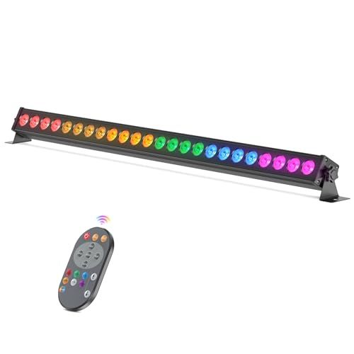 U King 72 W 24 LEDS 舞台照明 ステージライト ウォッシュライト RGB Djライト リモコン付き LEDライトバー 4 in 1 DMX 高輝度 スポットライト自動モード 音声起動 リックスライト 背景ライト ディスコライト 49 f 72904