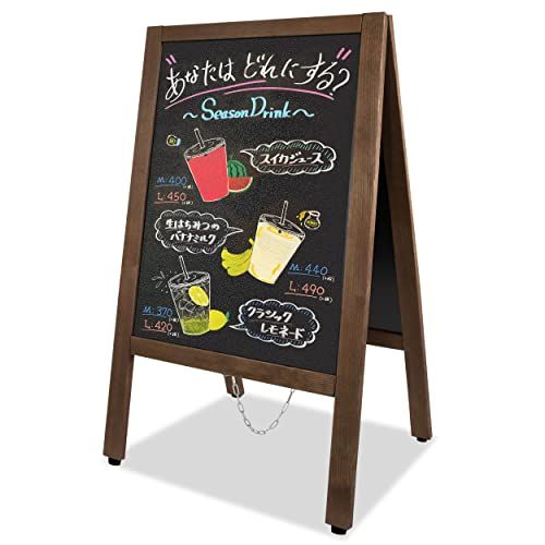 VAIIGO A型 看板 両面ブラックボード 立て看板 スタンド ボード メニュースタンド 木製 黒板 お店の看板 折りたたみ式 案内板 ウッドボード 転倒防止ボード 屋内外対応 Aタイプ ウェルカムボード 店舗用看板 2794 b 06