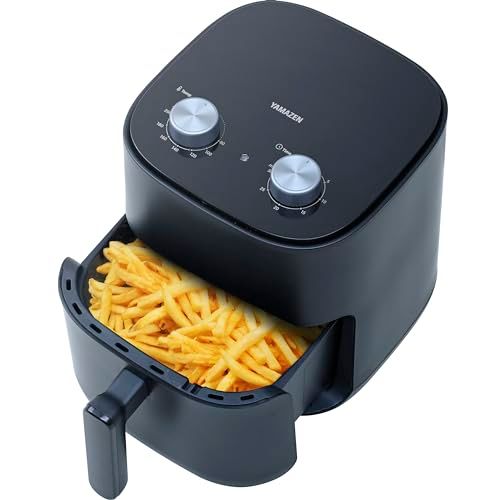 山善 ノンフライヤー 4.5 L 大容量 電気フライヤー ノンオイル エアフライヤー 3~5人用 家庭用 卓上 揚げ物 惣菜 タイマー 温度調節 レシピブック付き ブラック YAH-AC 120 B p ecf 96 e 5 f