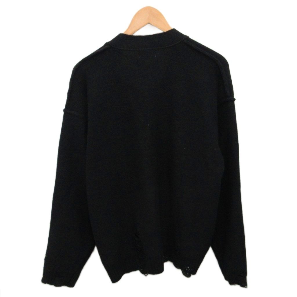 アズールバイマウジー AZUL by moussy ×coca cola タグ付き ダメージカーディガン ニット 長袖 Vネック F ブラック 黒 251IAX70-2631