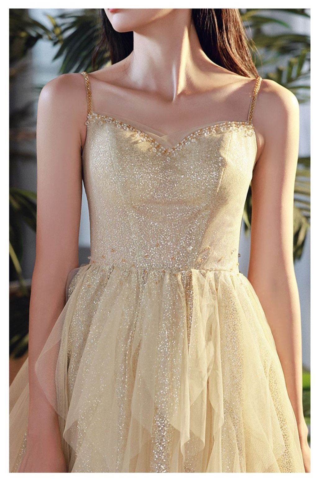 キラキラキャミソールパーティードレスウェディングドレス結婚式