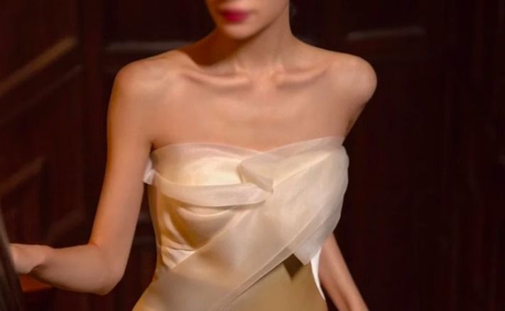 セクシーサテンチューブトップウェディングドレス 韓国