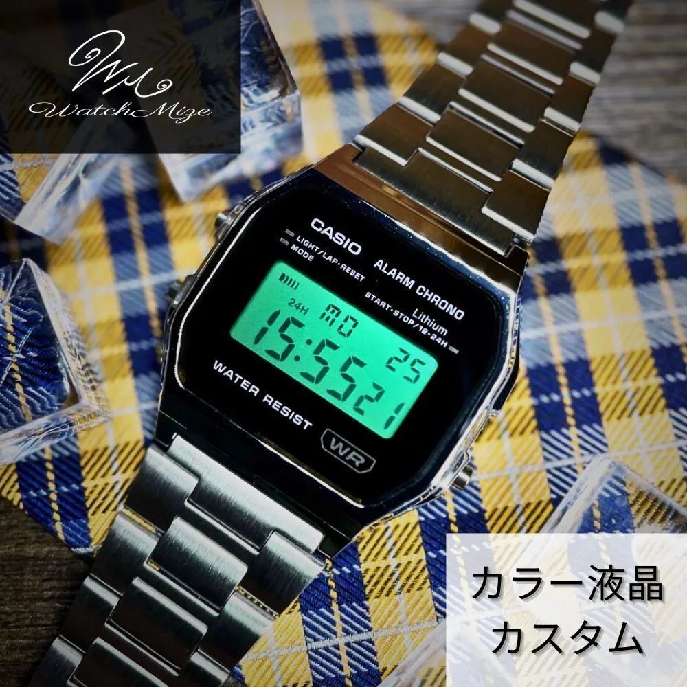 ?新品未使用? CASIO チプカシ A158WEA-1JF 『グリーン液晶』カスタム 