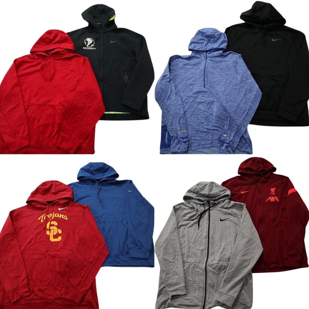 古着卸 まとめ売り ナイキ フード付きジャージ 8枚セット (メンズ XL ) パーカー フルジップ カレッジ風  古着 ND6903