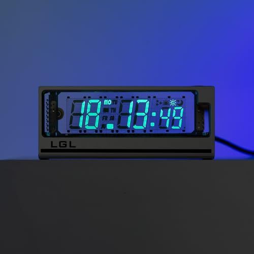 LGL Studio ニキシー管風 置き時計 VFD｜真空蛍光表示 ミニマルデザイン シンプルライフに合う 卓上デジタルクロック 12|24時間 NTP自動同期 VCK-0658-Lp 613 e 2399