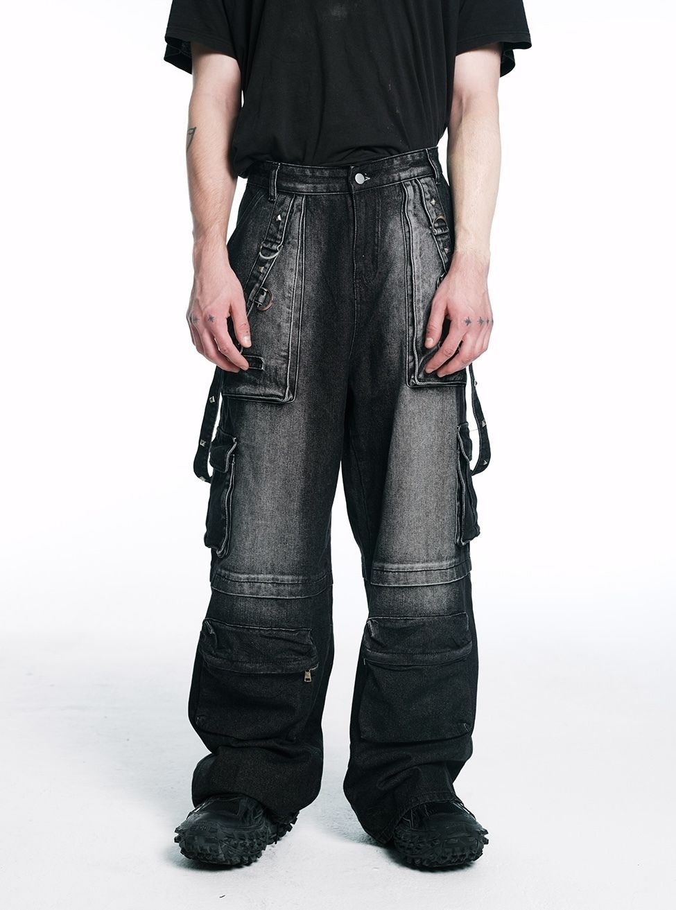 デニムパンツ ポケット ジーンズ レトロ ウォッシュド加工 大人