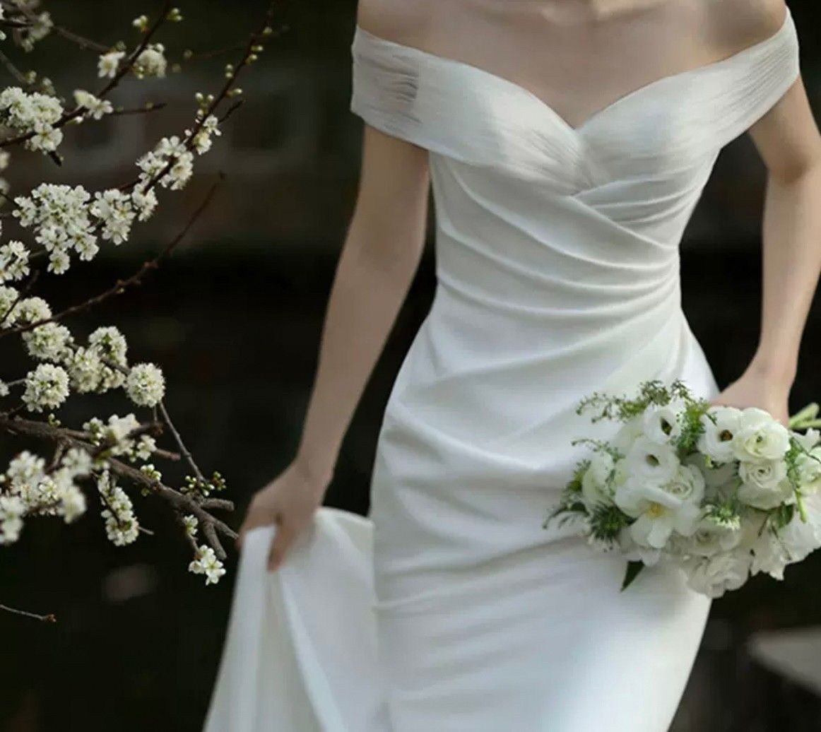 ドレス ウエディング オフショルダー スレンダーライン2100307