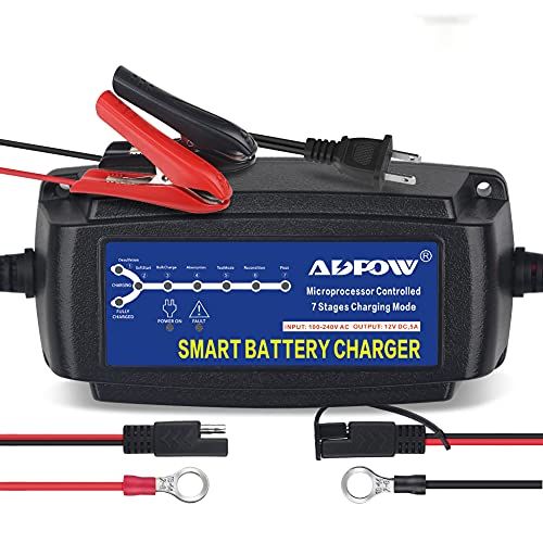 12 V バッテリー充電器 5 A バッテリーチャージャー 15-120 Ah用 メンテナンス充電器 サルフェーション除去 7段階全自動充電 LED表示 過電圧|過電流|過熱|逆接続|ショート等保護 トラック|カー|オートバイ|自動車等用e 4215 f 98