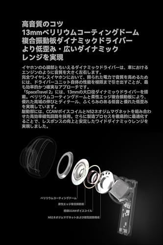水月雨 SPACE TRAVEL 2 ワイヤレスイヤホン ノイズキャンセリング カナル型 イヤホン Bluetooth 6 0 マルチポイント接続 13 mmの大口径ダイナミックドライバーを搭載 最大39時間音楽再 5 de 1 e dc