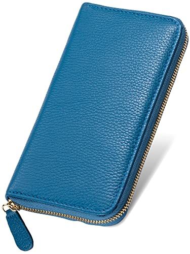 ムラ 長財布 イタリアンレザー シュリンクレザー レディース 本革 スキミング防止 財布 ブルー e a 4 d 88 dfc