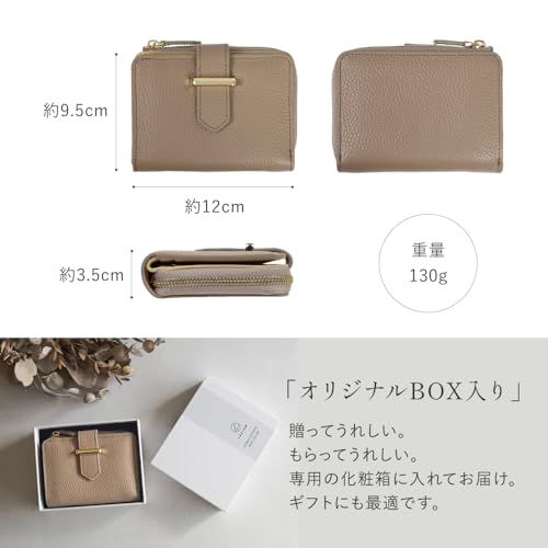 LASIEM ラシエム 総本革 バイカラー 財布 レディース 2つ折り 二つ折り財布 ミニ財布 本革 革 レザー 小さい財布 コンパクト ミニウォレット グレージュ イエローe cb 30 a 56 f