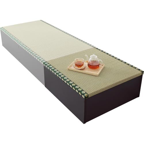 迅速に発送 萩原 ユニット畳 畳座 たたみ 小上がり 萩原のい草 高床式 畳 大容量 収納 洋室サイズ 幅 60 奥行 高さ 25 ブラック × グリーン RUD-1148 GR c 578 aea 4