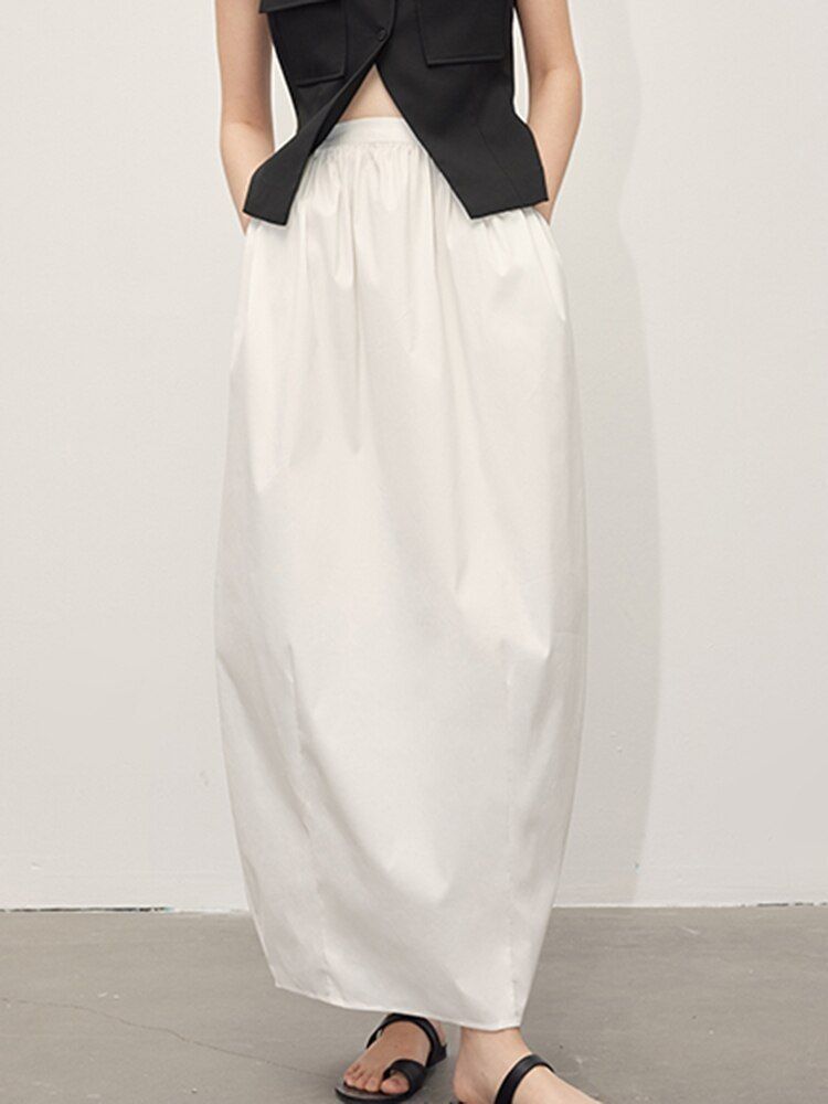 スカート ロング ホワイト コクーン リュクス モード