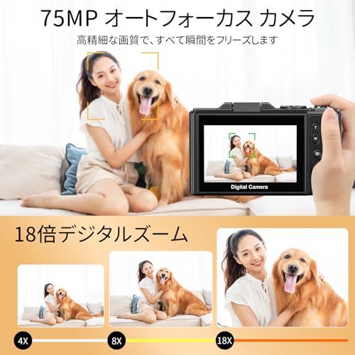 Beho デジカメ 5 K録画 デジタルカメラ スマホに送れる 7500万画素 Wi-Fi機能 180度回転 ディスプレイ 18倍デジタルズーム オートフォーカス 連続撮影 自撮り 3.0インチ大画面 32 GBマイクロSDカード付き 学生 初 2 ecfd 657