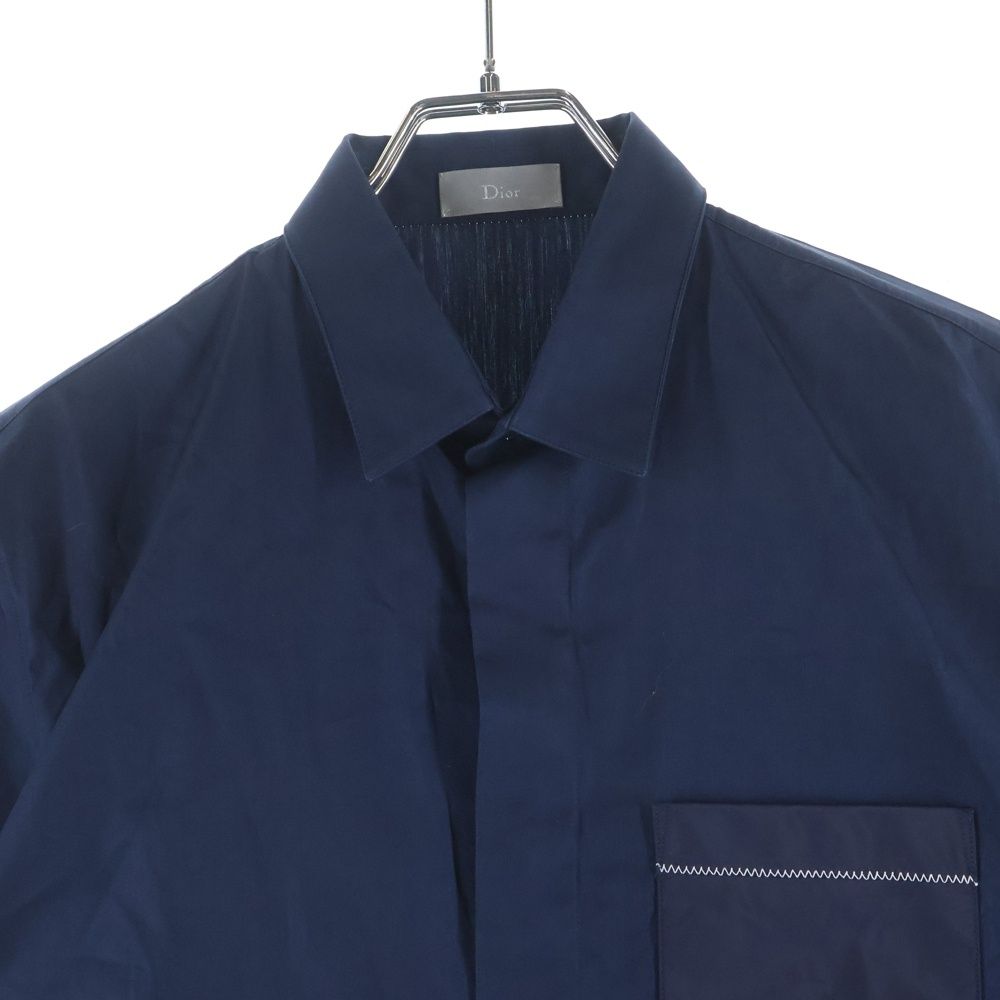 DIOR (ディオール) BEE ロゴ刺繍 ステッチポケット 比翼ボタン 半袖