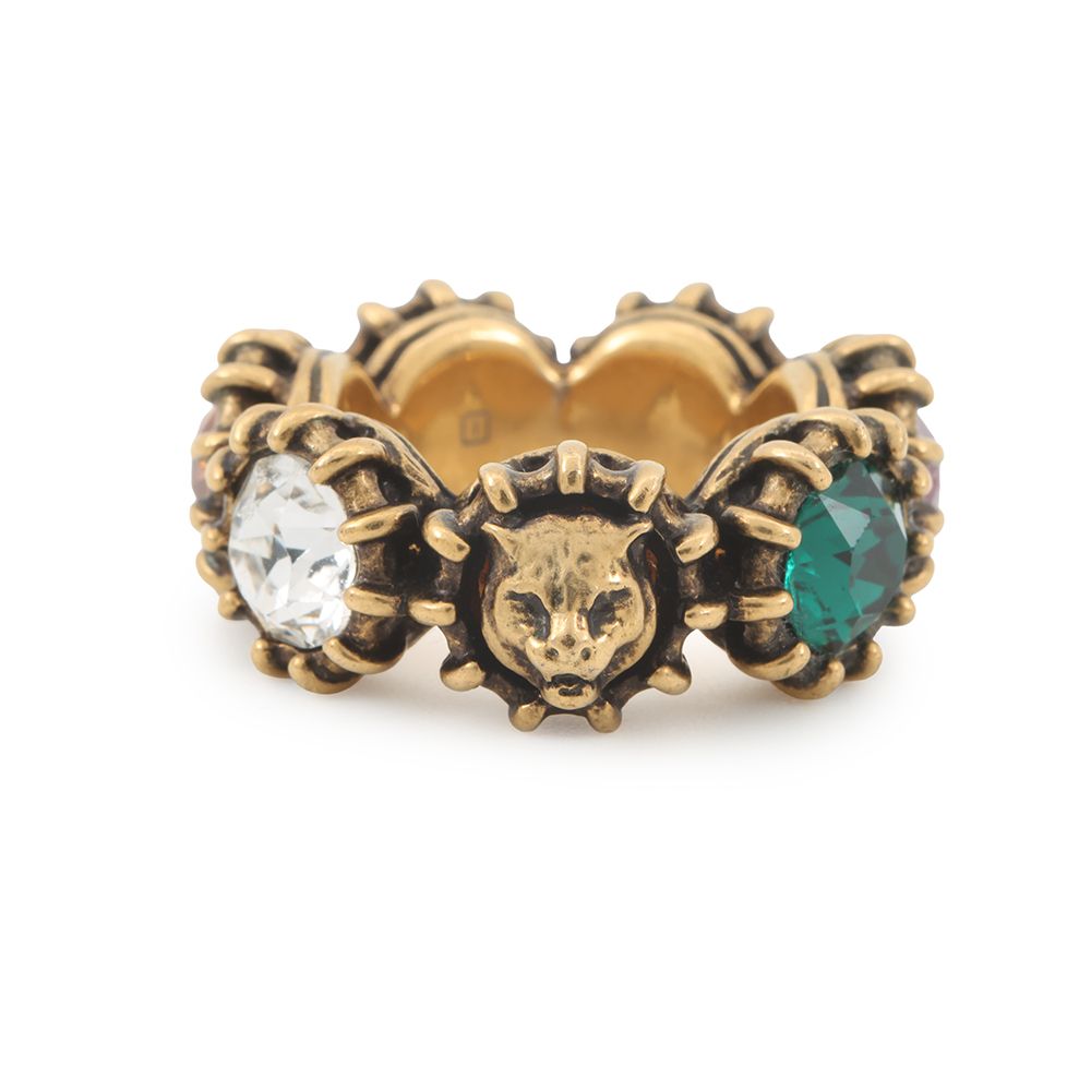 グッチ リング キャットヘッド ラインストーン サイズ13 GUCCI 
