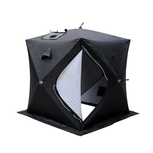 迅速に発送 HopeFamily サウナテント アイスフィッシングテント 2 3 m 1 アウトドア 4人用 ポップアップテント 煙突口付き 防風 防水 防寒 保温 キャンプテント 簡単設置 氷釣り 自宅 野外 ブラック fc 587206