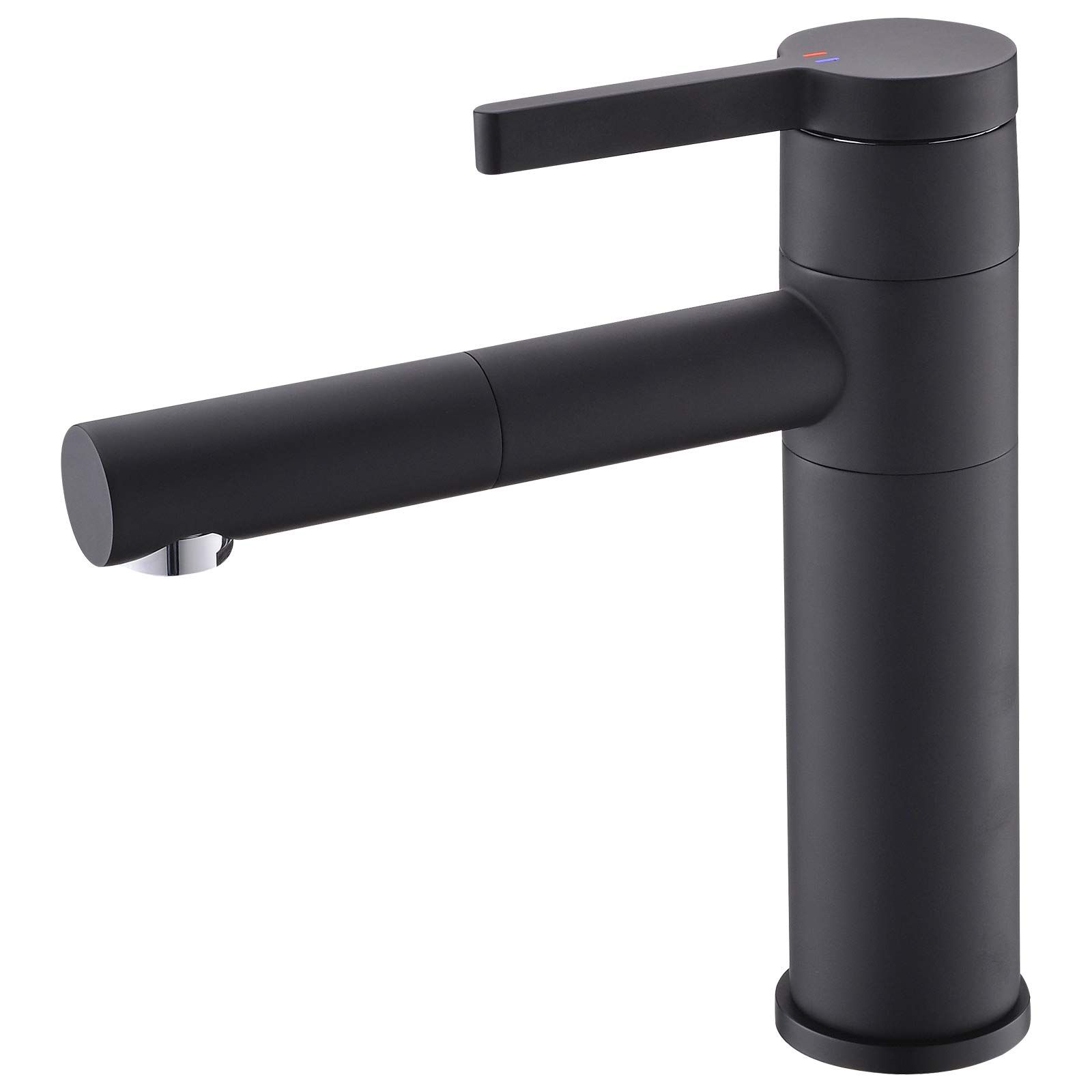 Ciencia 洗面 360度回転 温水と冷水 洗面レバー黒 浴室用 洗髪用 ブラス シングルレバー混合 BB 6112 B