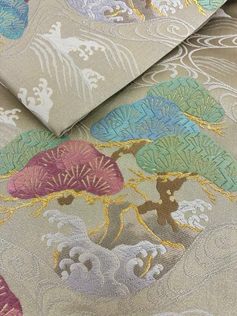 西陣織 都 日展作家 伝統工芸士 鶴見保次 金銀糸 六通 袋帯 正絹 D368 