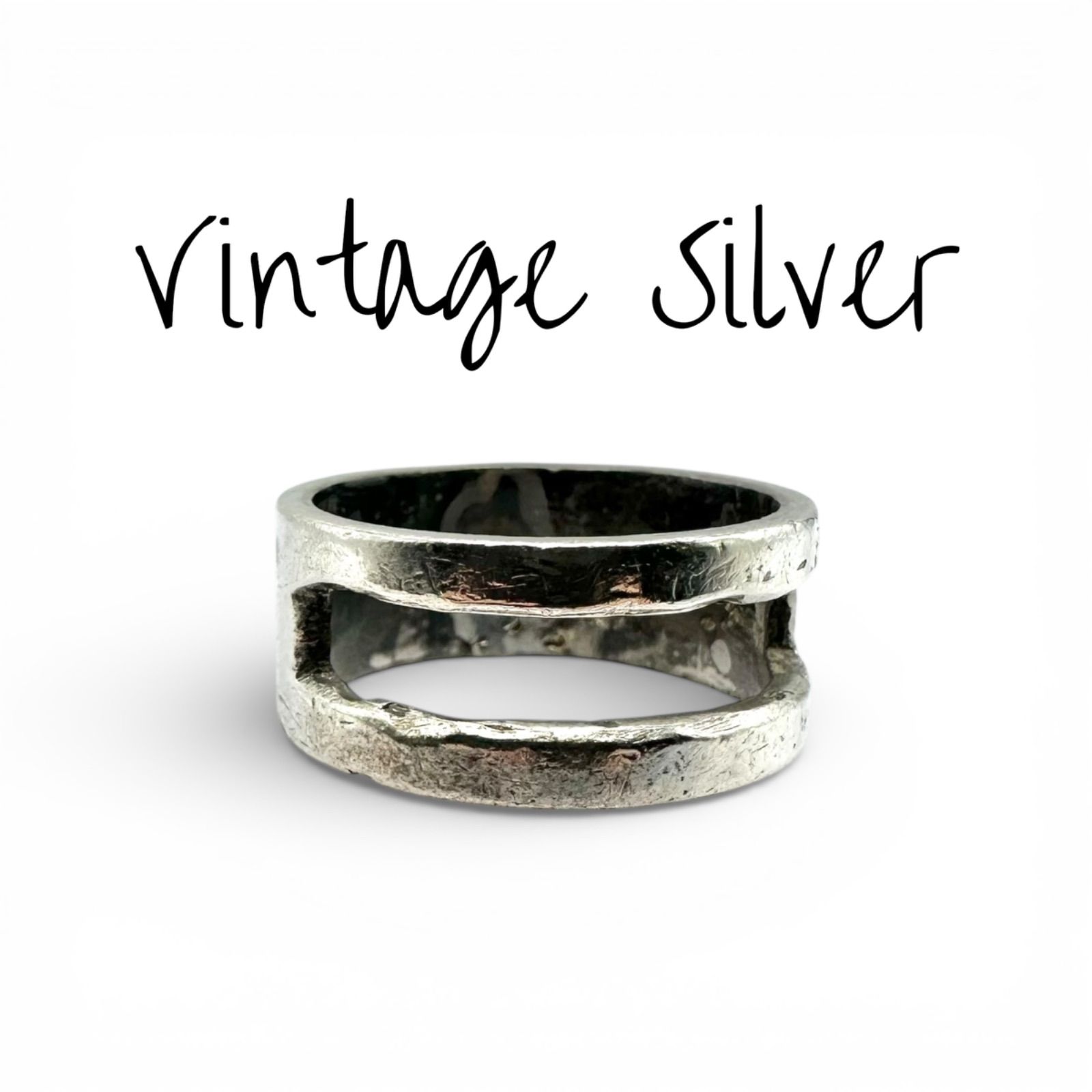 無骨さと静けさ】シンプル Silver 刻印 90s Vintage Design Ring 
