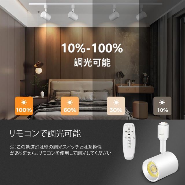 TuyuBEE 無段階調光調色 リモコン付 ダクトレール照明 フルセット LED