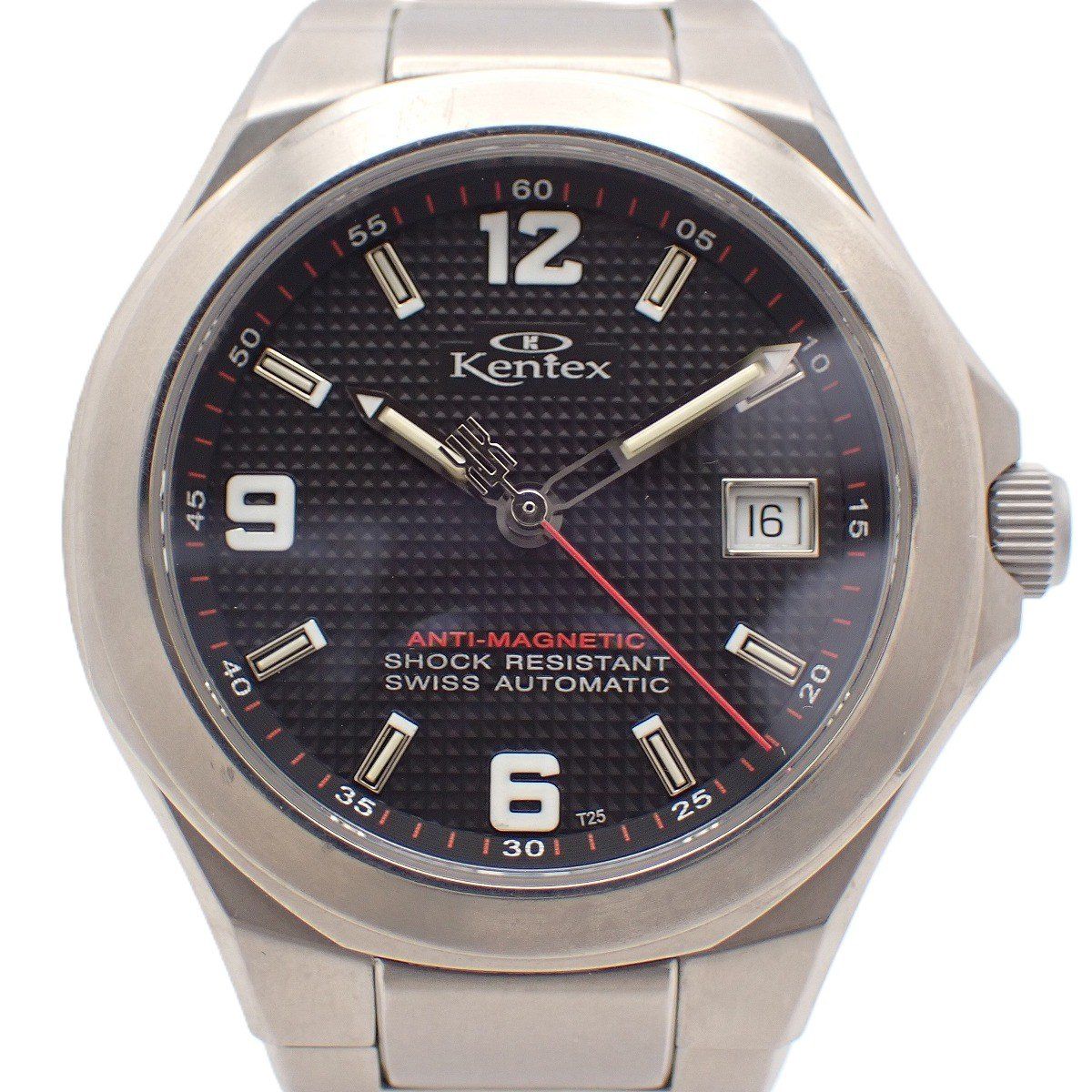 訳あり品 KENTEX ケンテックス 10周年記念 88本 クラフツマン 自動巻き メンズ 腕時計 チタン 黒文字盤 S526M 06 いおき質店