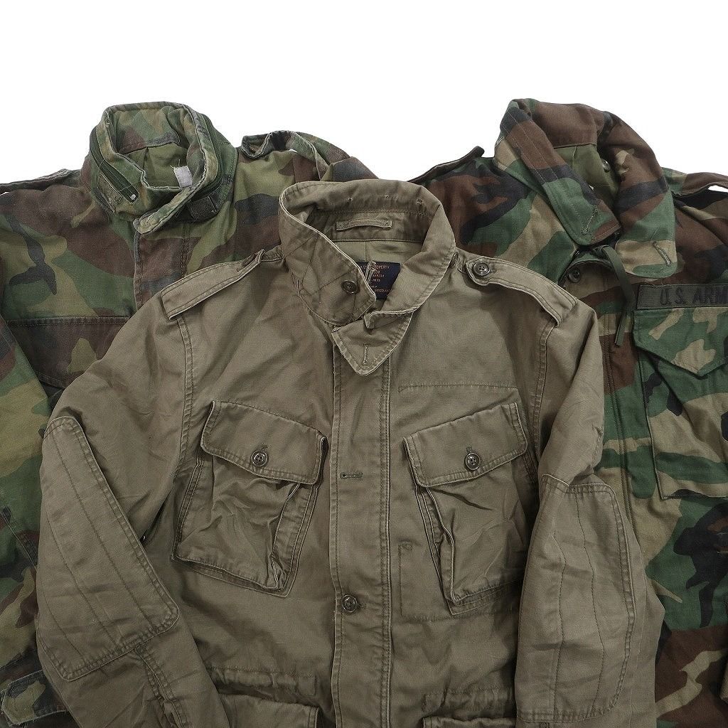 古着卸 まとめ売り 米軍民間 M-65 ミリタリー 3枚セット (メンズ S /M ) ARMY ウッドランド オリーブ  古着 ND7364