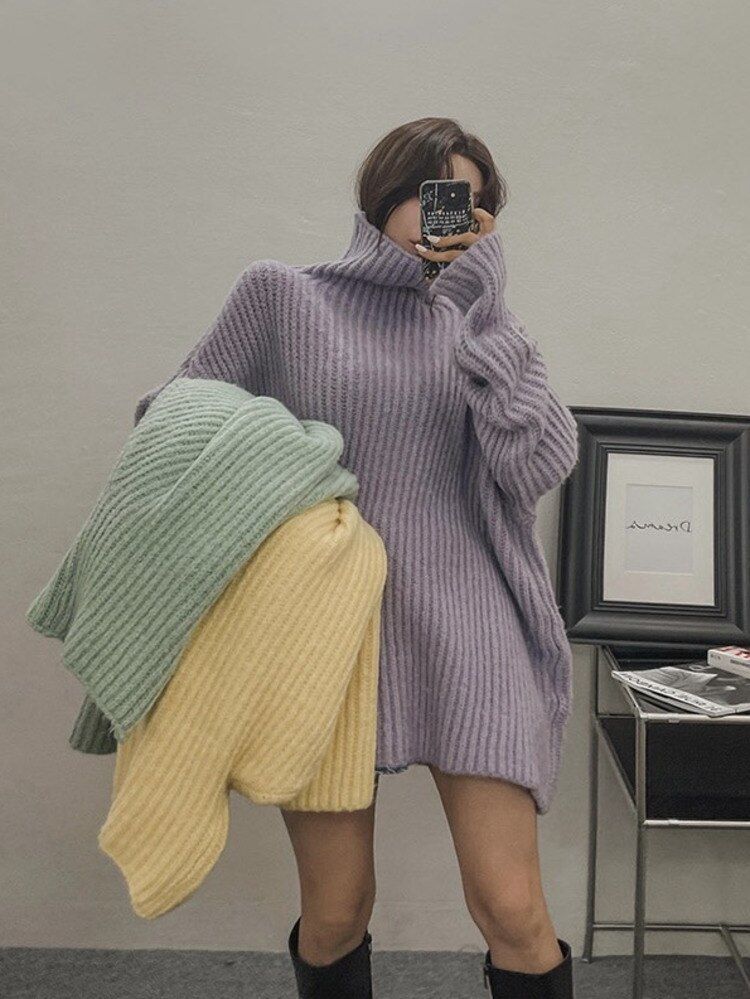 タートルネック オーバーサイズ ニット トップス