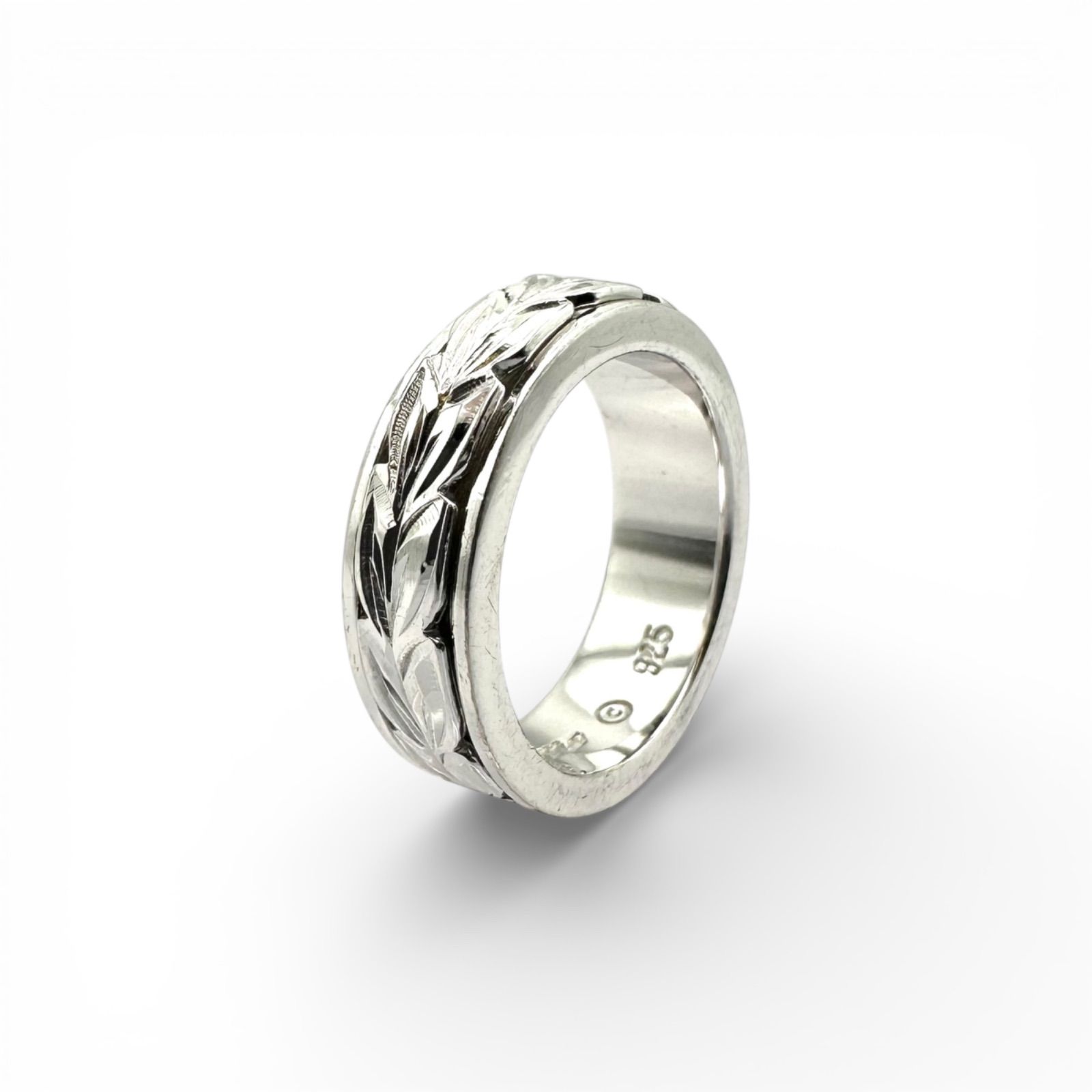 ボタニカルな彫刻】リーフ ギミック Silver 925 刻印 Vintage Design 