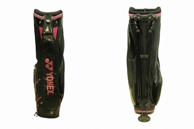 ミズノ MIZUNO キャディー バッグ スタンド式 6分割 ロゴ 黒/ピンク QQQ