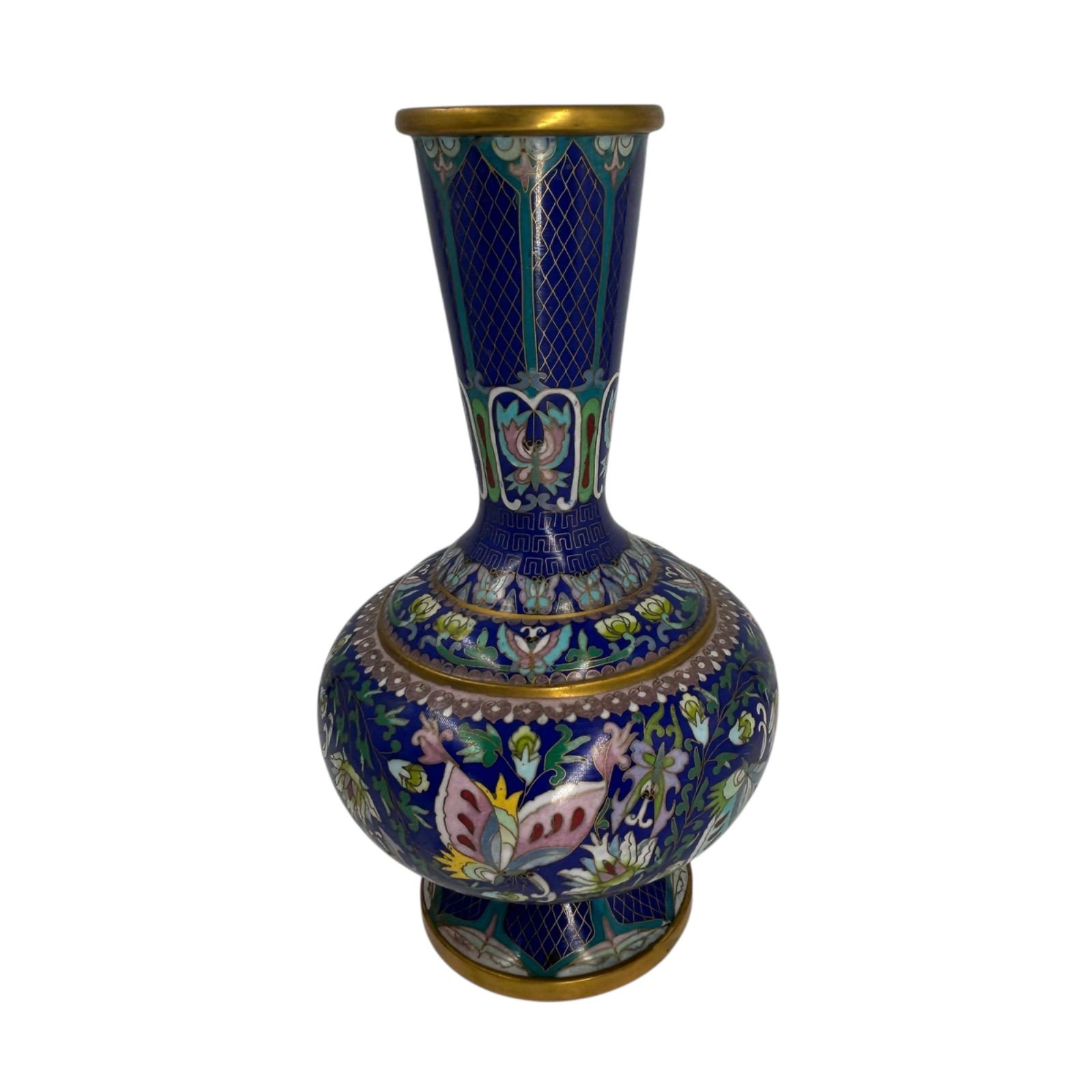 工芸品 中国美術 景泰藍七宝花瓶 青色