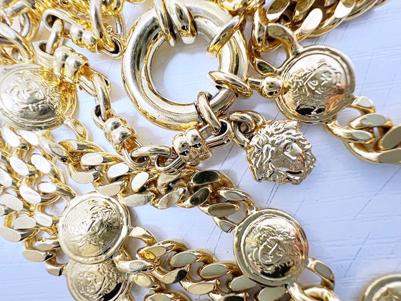 レア 美品 VERSACE ヴェルサーチ メデューサ コイン ロング チェーン 