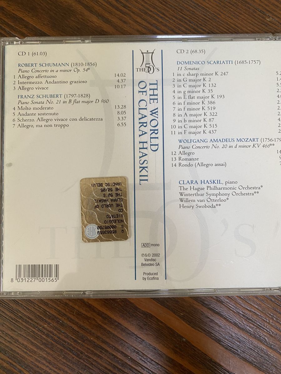 Mozart Scarlatti Schumann Clara Haskil クララ ハスキル Membran 2 CD