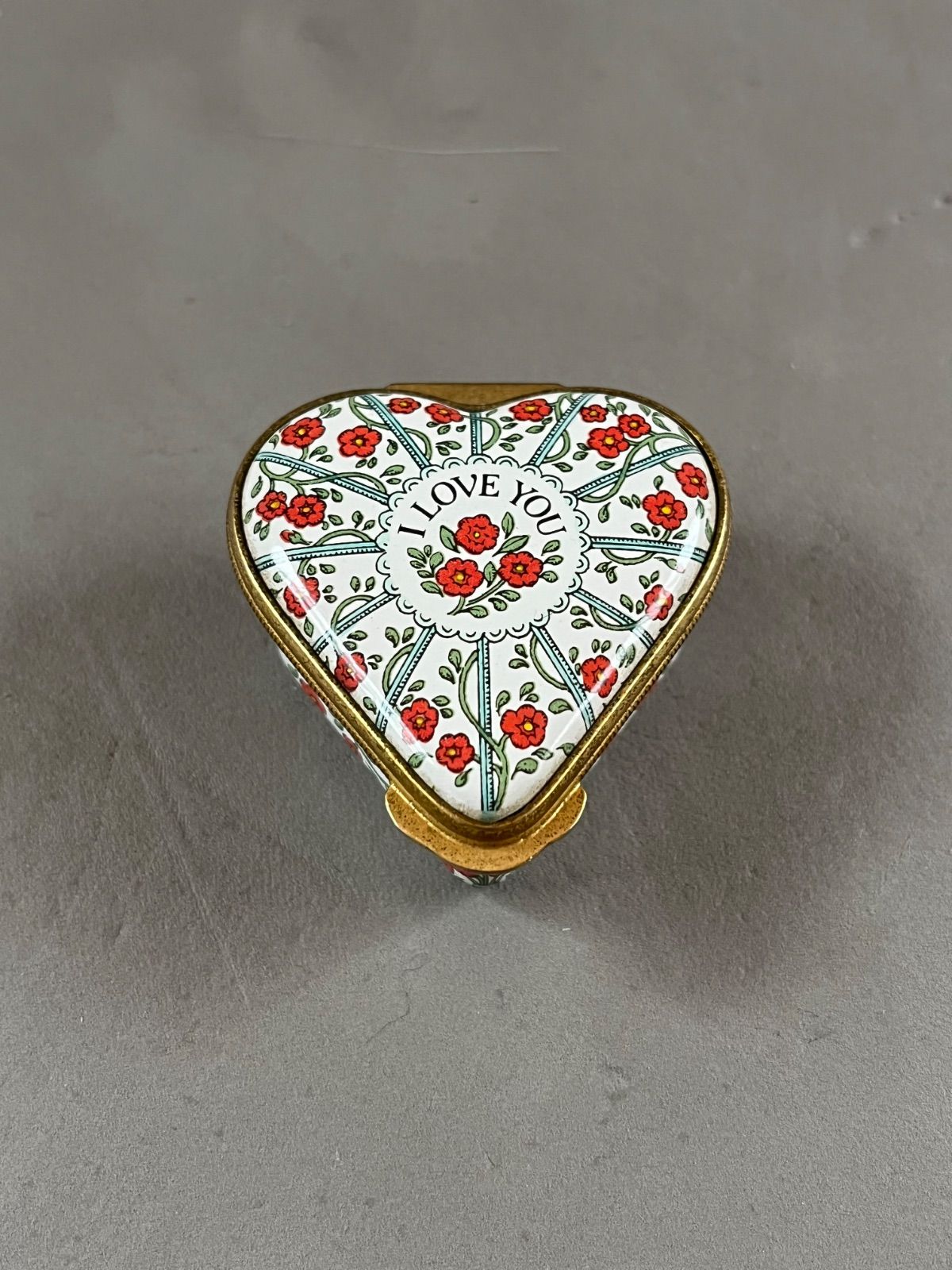 HALCYON DAYS ENAMELS Halcyon Days UK Product I Love You Heart Floral Motif Accessory Case Jewelry Case Ring Ring Storage Case Antique Art
