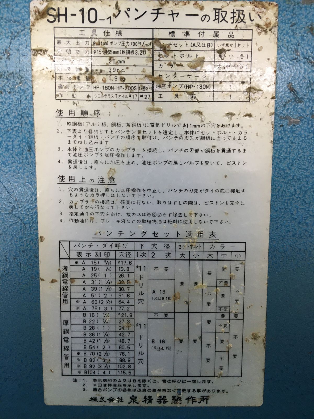 品 0906 手動油圧式パンチャー