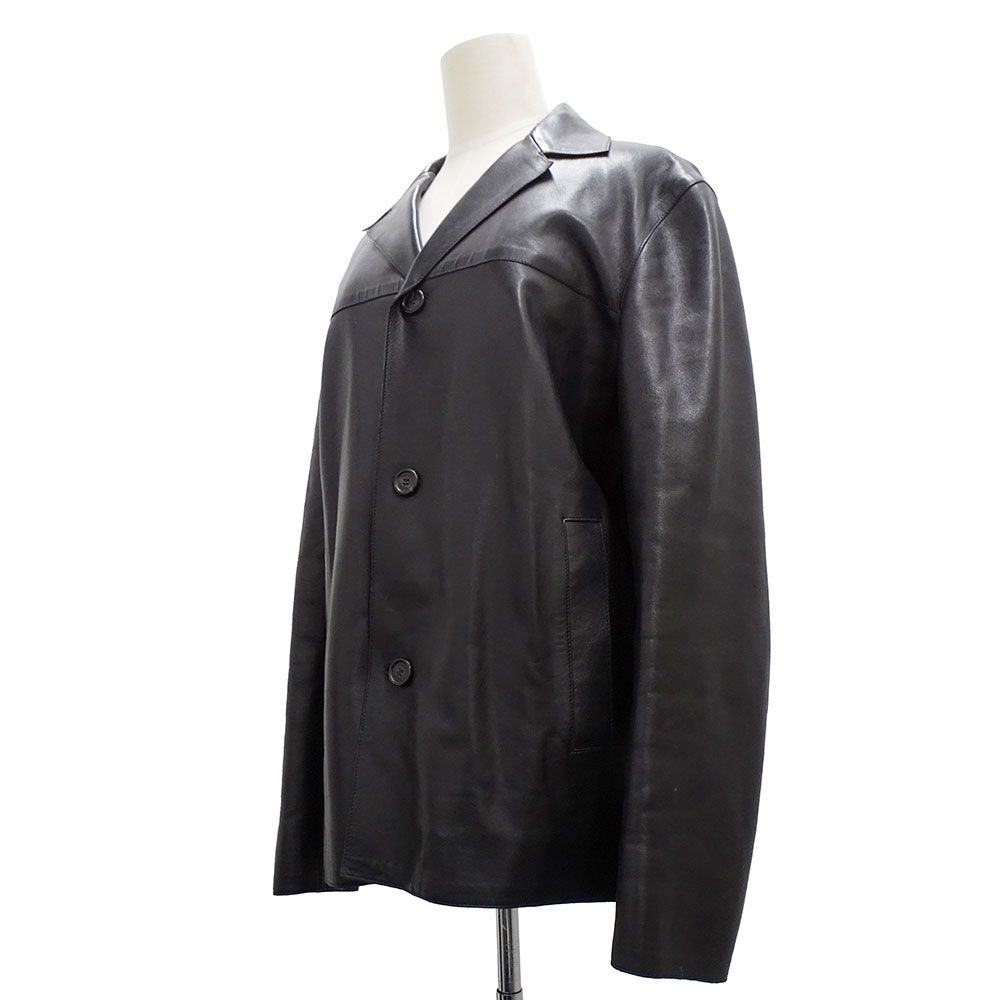 プラダ PRADA ジャケット メンズ ブランド レザー ブラック サイズ46