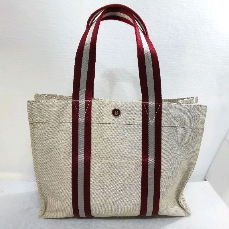 中古】BALLY バリー トートバッグ キャンバス ベージュ系☆難あり 