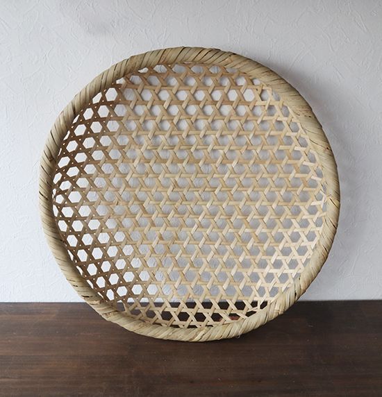 六ツ目かご 大サイズ 那須の篠竹細工 直径39×高さ7 cm