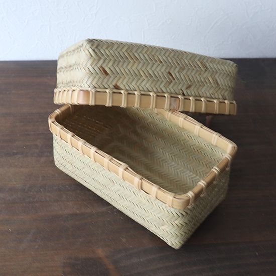 篠竹の弁当箱 那須の篠竹細工 縦10×横18×高さ8 mm