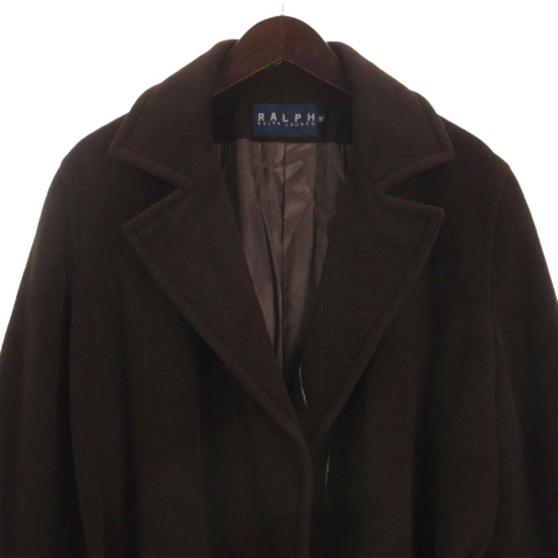 ラルフローレン RALPH LAUREN ロング コート アンゴラ ウール ブラウン