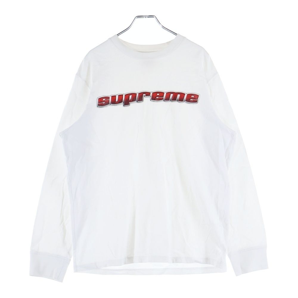 SUPREME (シュプリーム) 19AW Chrome Logo L/S Top クロームロゴ 長袖Tシャツ カットソー ホワイト