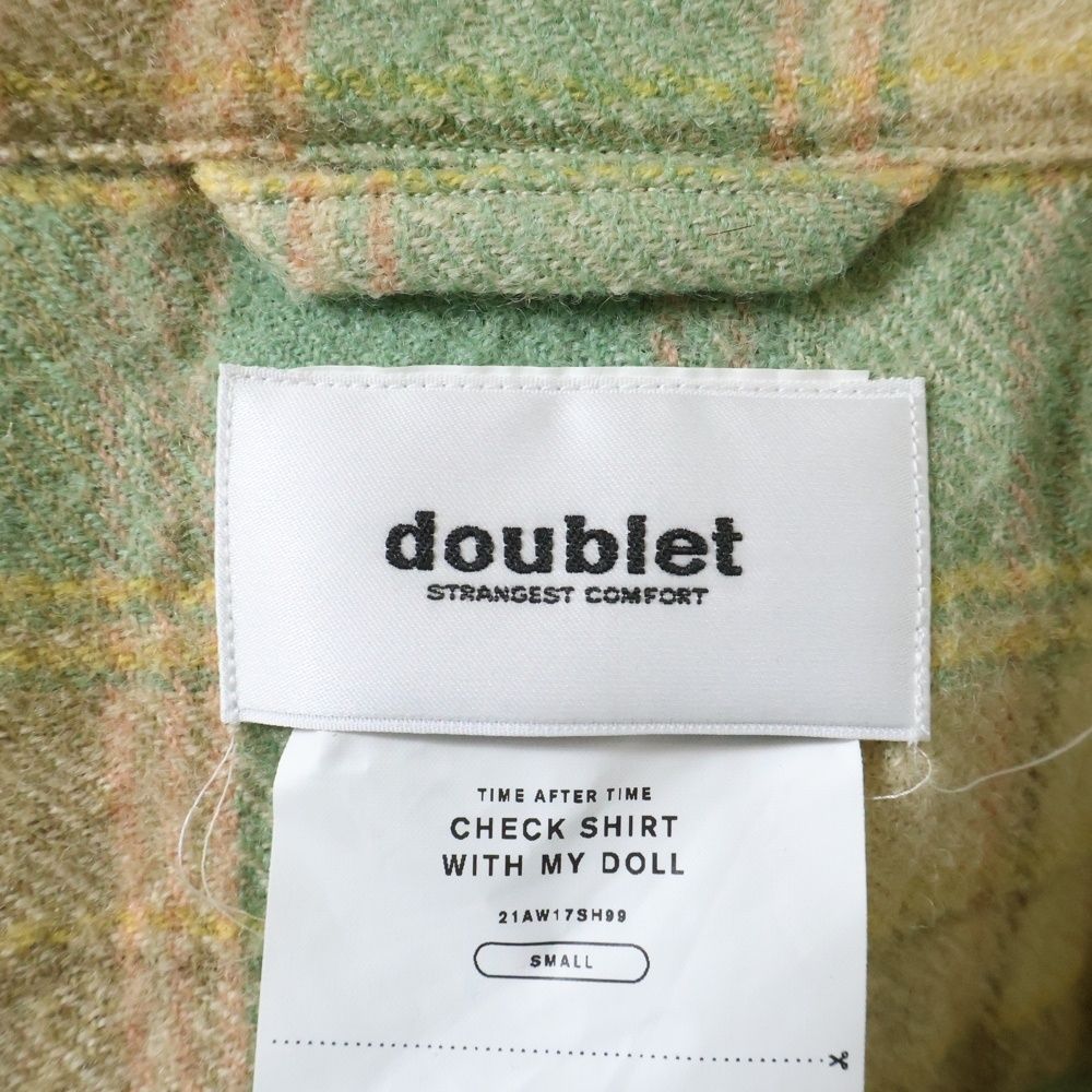 doublet (ダブレット) 21AW CHECK SHIRT WITH MY DOLL 胸元チャーム