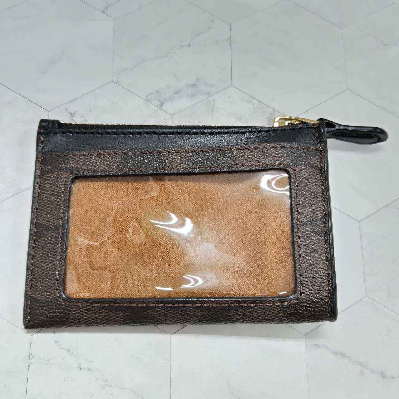 COACH コーチ パスケース コインケース シグネチャー ダークブラウン系 