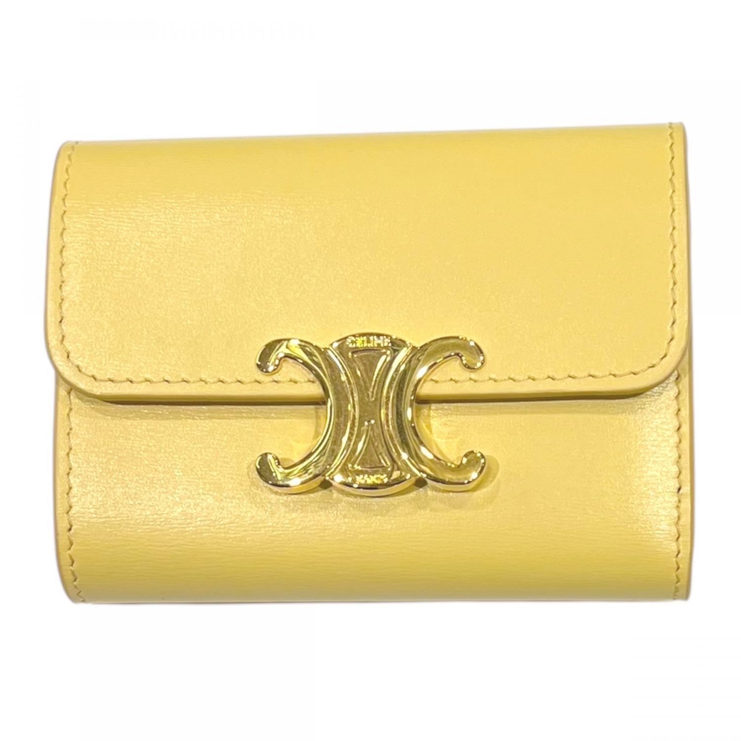 中古】 CELINE セリーヌ トリオンフ 三つ折り財布 コイン入れ付き